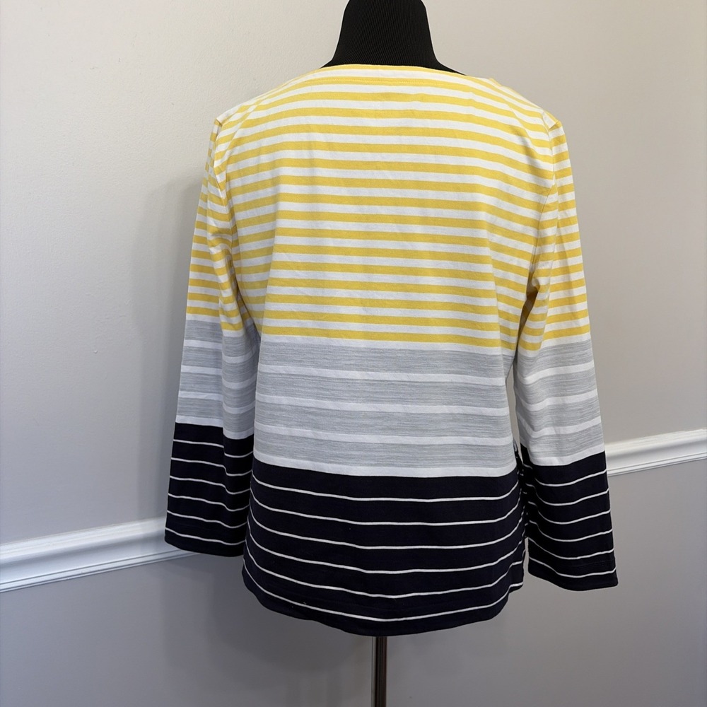Talbots Top Women's Size XLP Cotton Blend Striped Colorblock Long Sleeve Tee - Picture 2 of 8